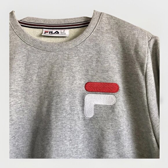 Fila Men Sweatshirt Size Medium Gray 100%‎ Cotton Logo Long Sleeve Crew Neck - Picture 4 of 9